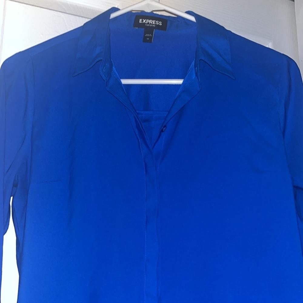 Express Blue Button-Up Shirt - Picture 7 of 8